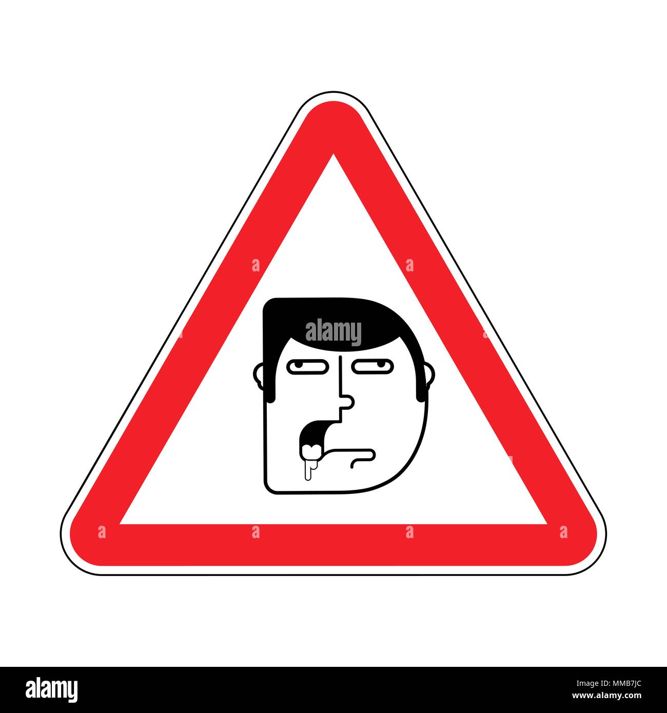 Attention stupid. Caution blunt. Road red Warning sign. Look out fool. Vector illustration Stock Vector