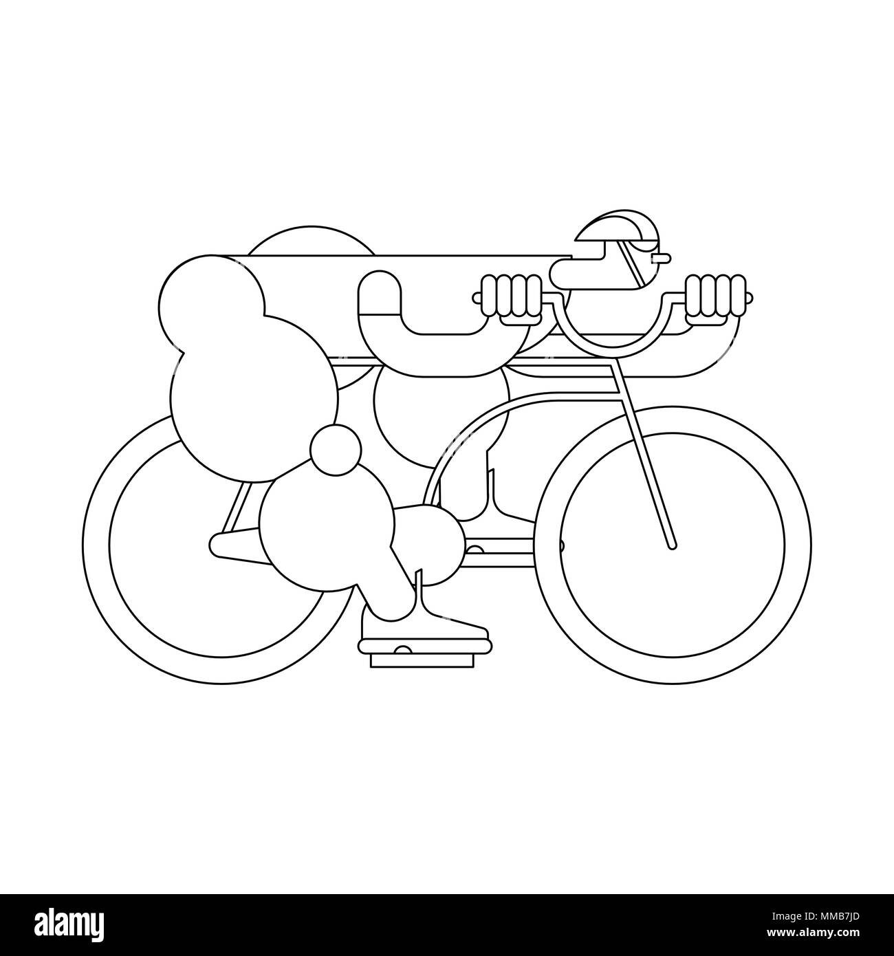 Cyclist Linear style. Bicycle race. Sports Vector illustration Stock Vector