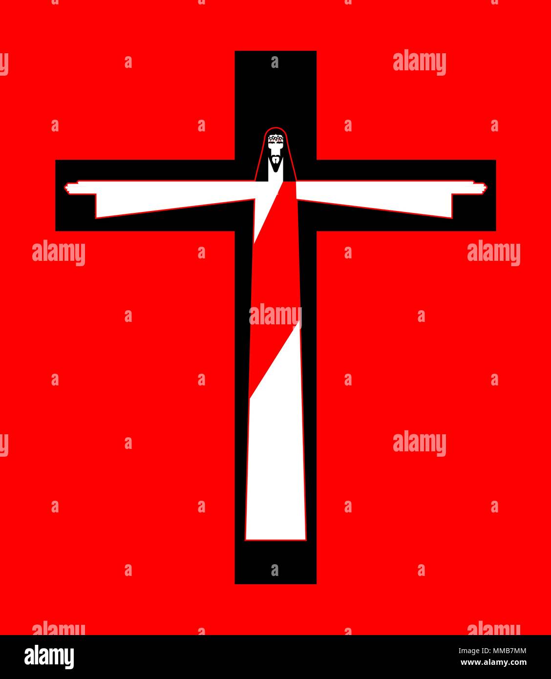 Jesus crucified cross. Gods Son. Biblical religious vector illustration Stock Vector