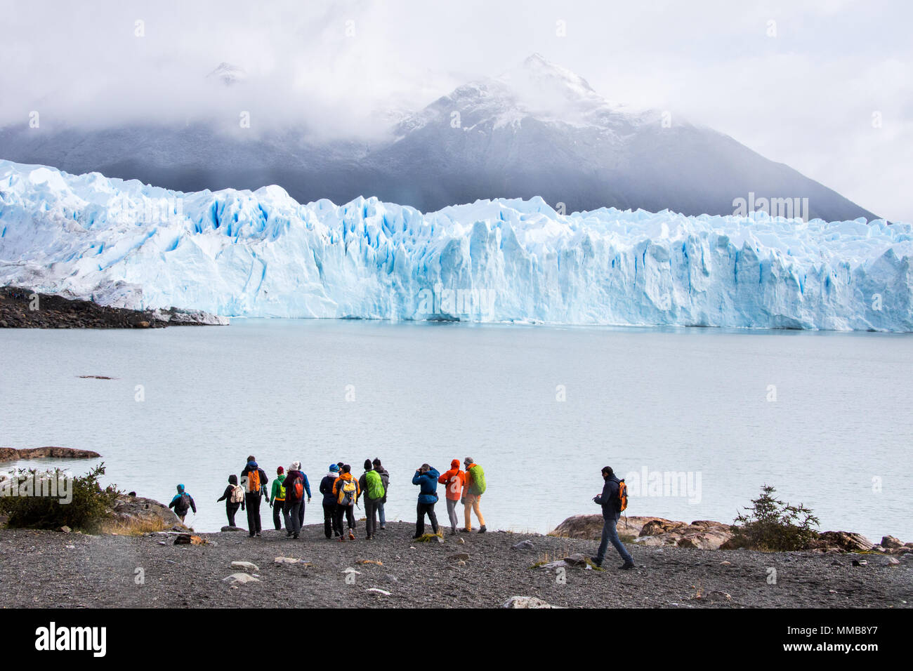 Hiking on to Perito Moreno Glacier, Parque Nacional Los Glaciares, Argentina Stock Photo