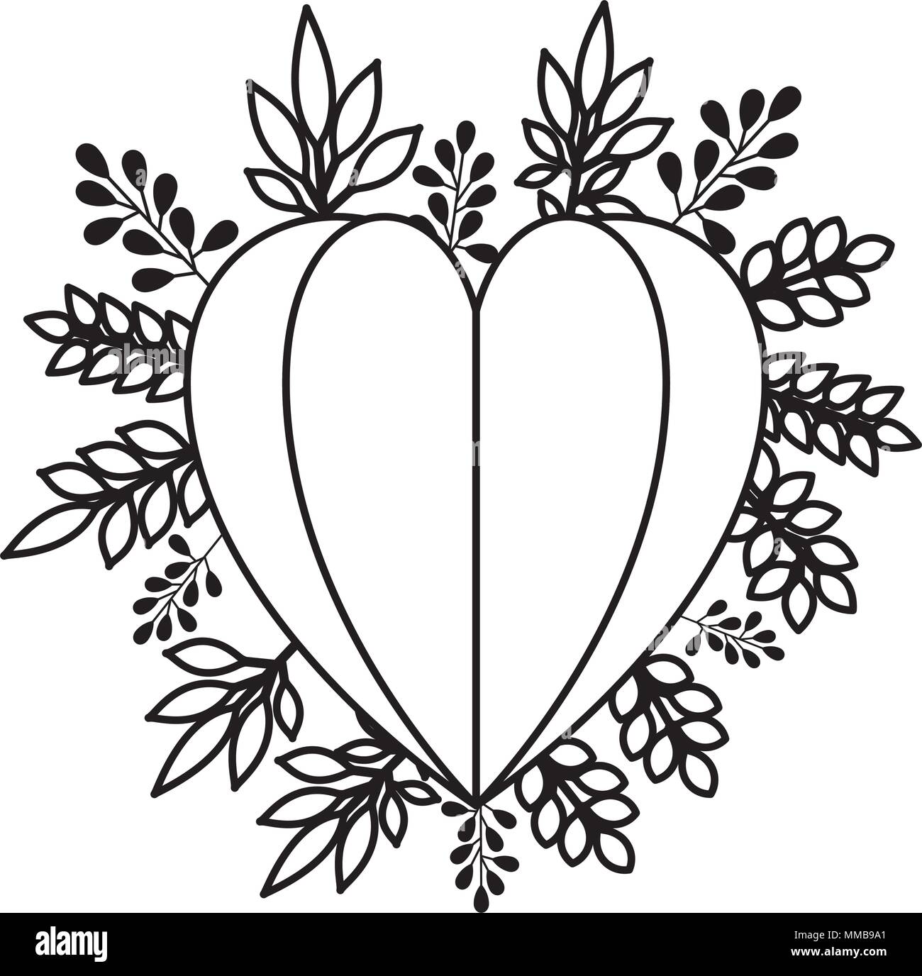 heart love with leafs plant decorative Stock Vector Image & Art - Alamy