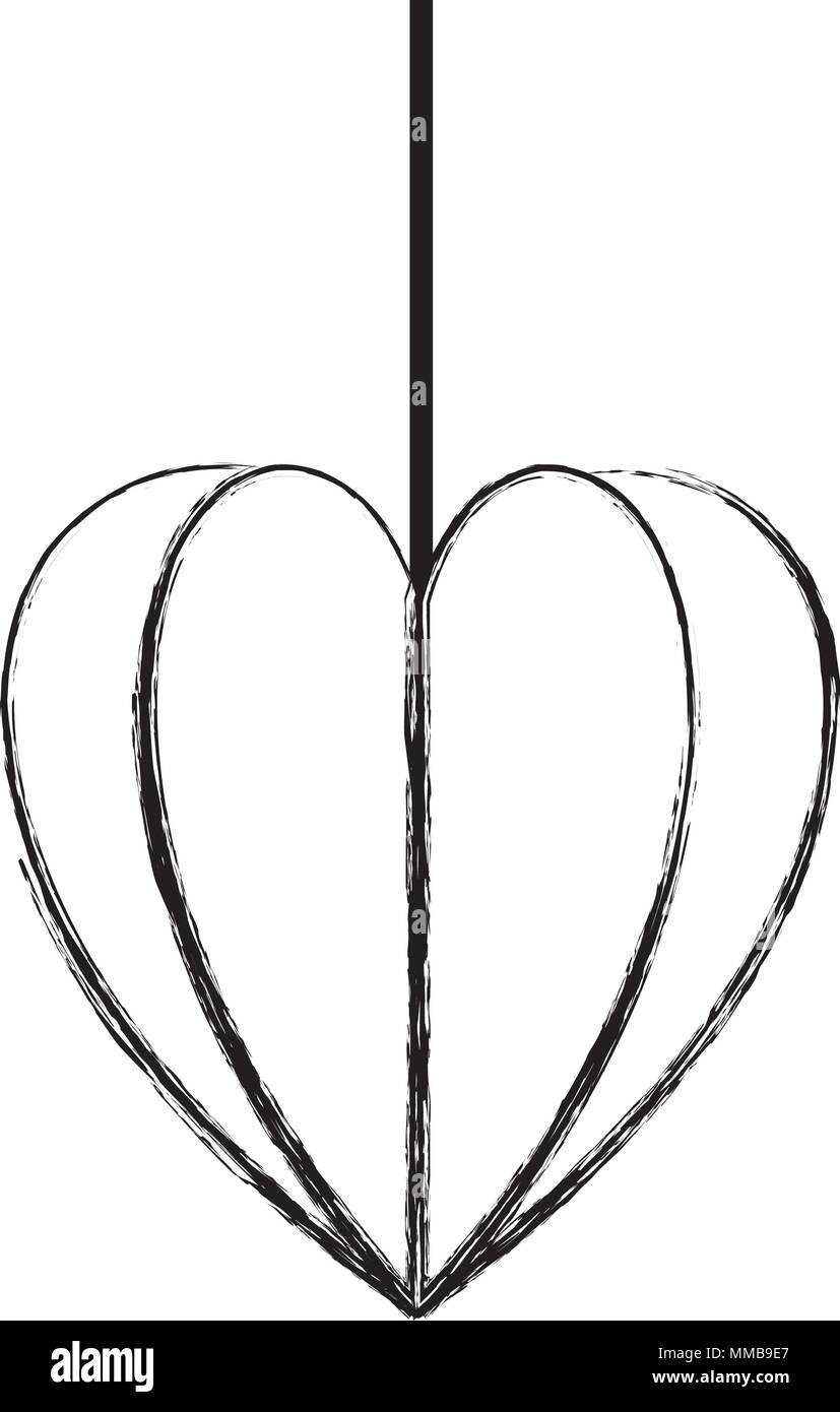 heart love hanging decorative icon Stock Vector