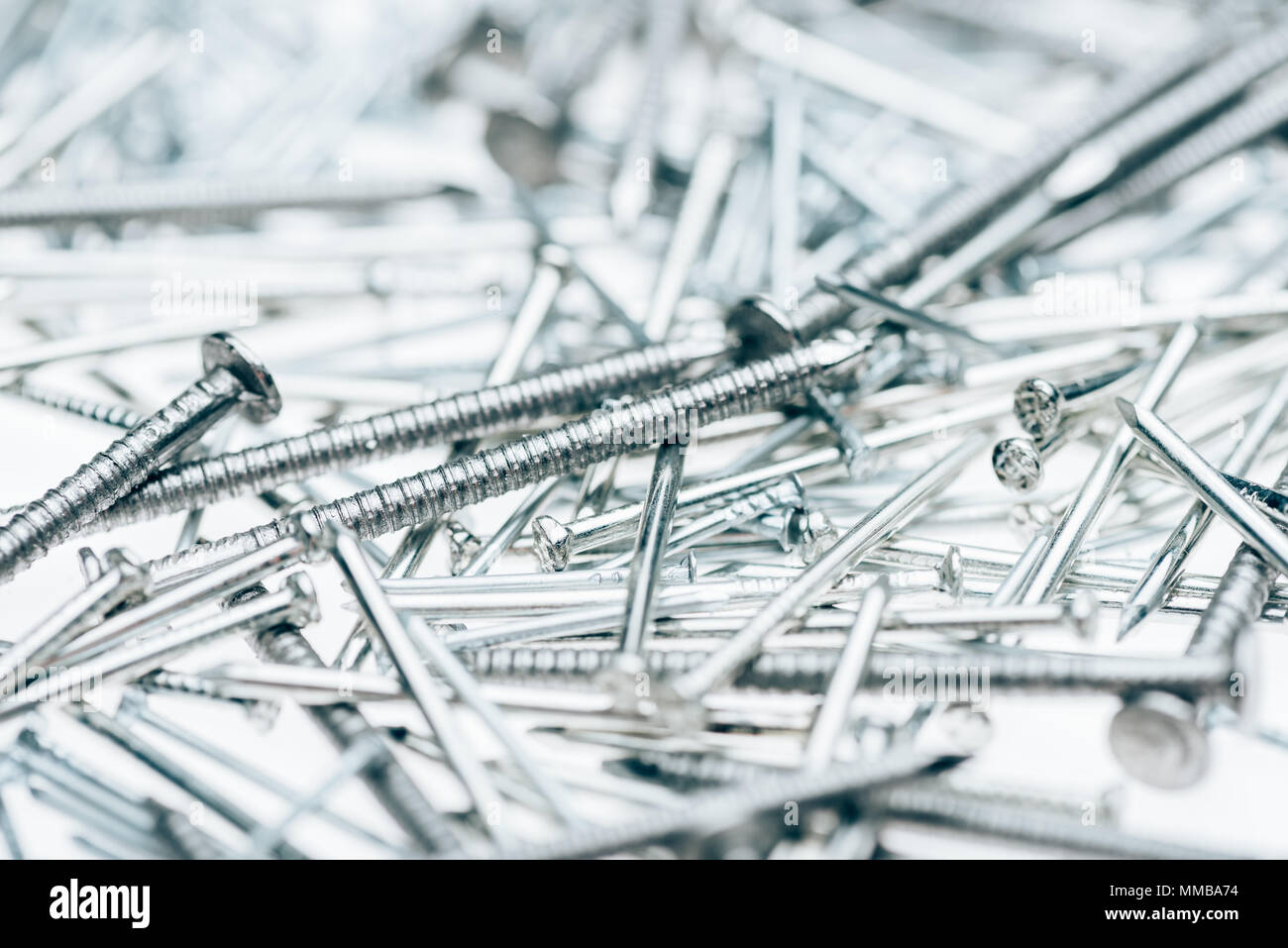 close up view of metal framing nails isolated on white Stock Photo Alamy