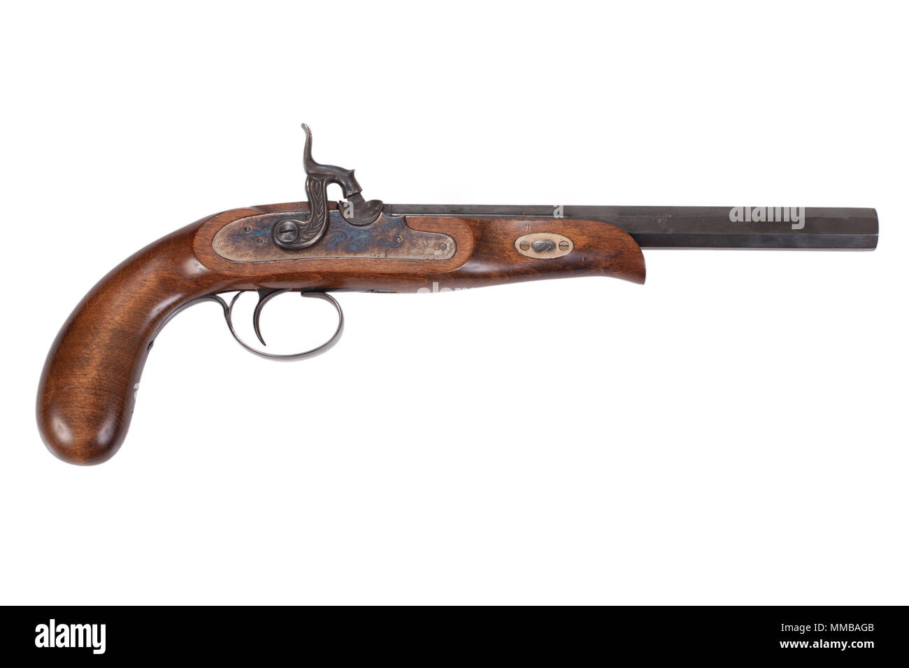 Old duel pistol isolated on white background Stock Photo - Alamy