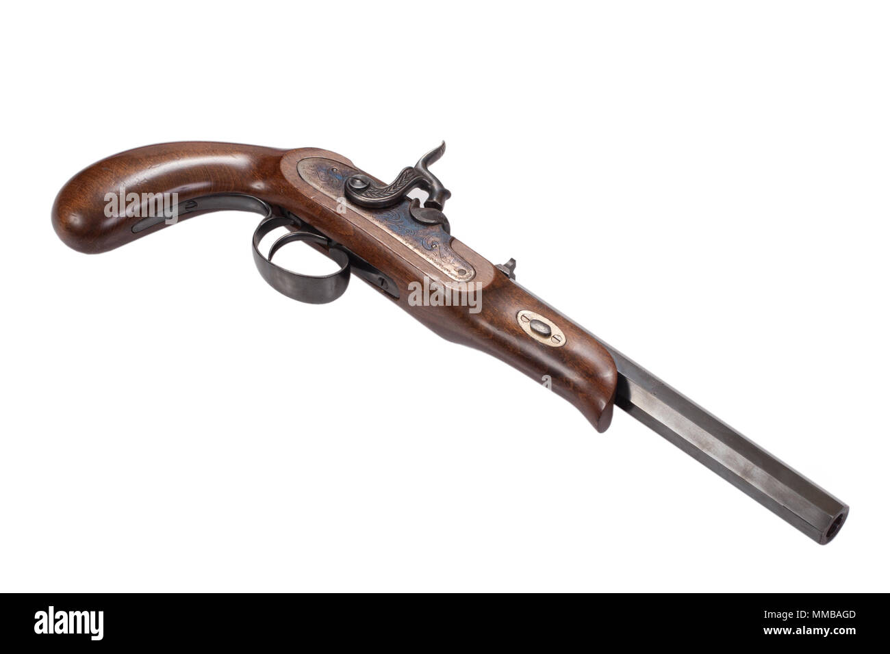 Old duel pistol isolated on white background Stock Photo - Alamy