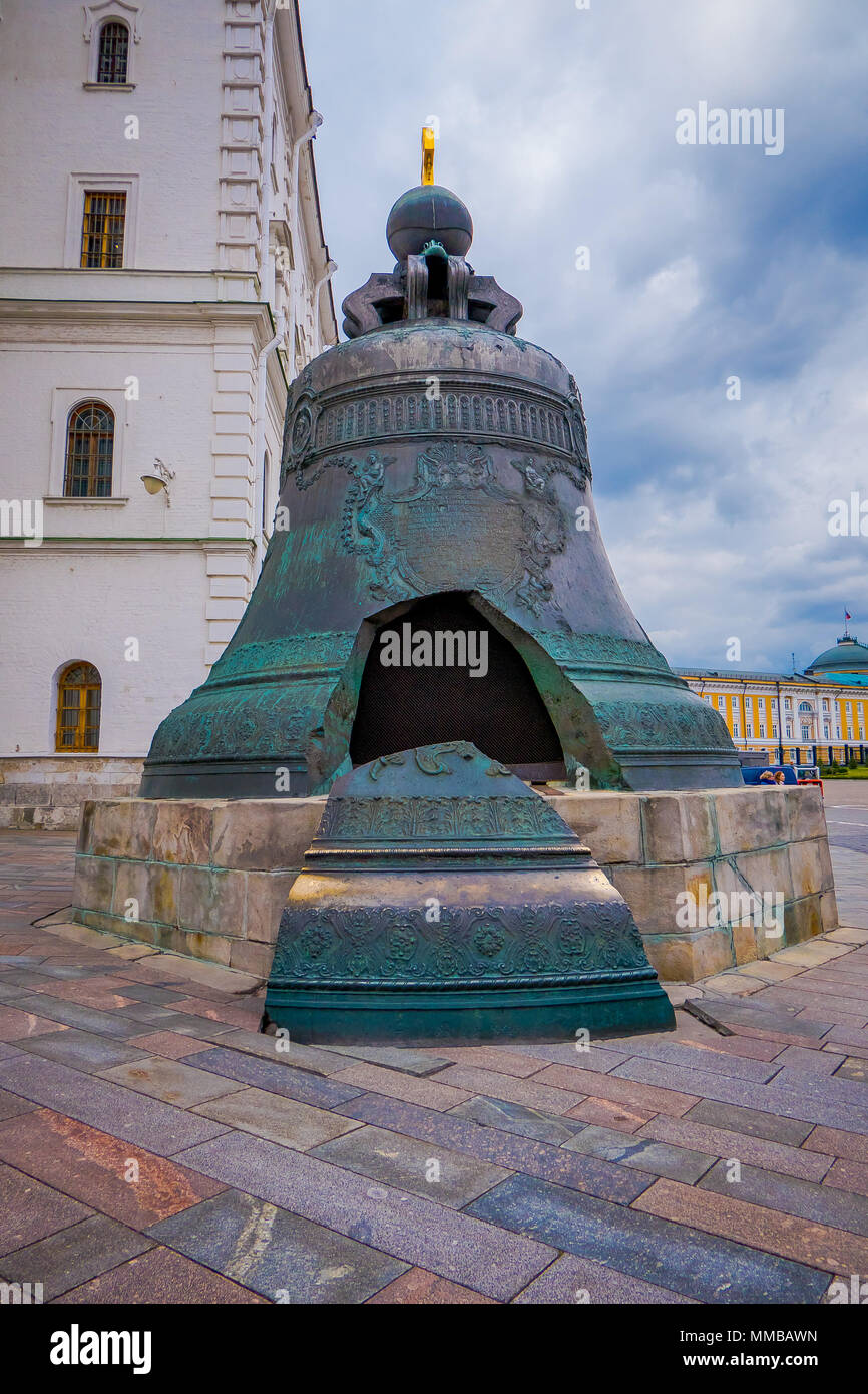 MOSCOW, RUSSIA- APRIL, 29, 2018: View of the Tsar Bell the largest bell in  the world,