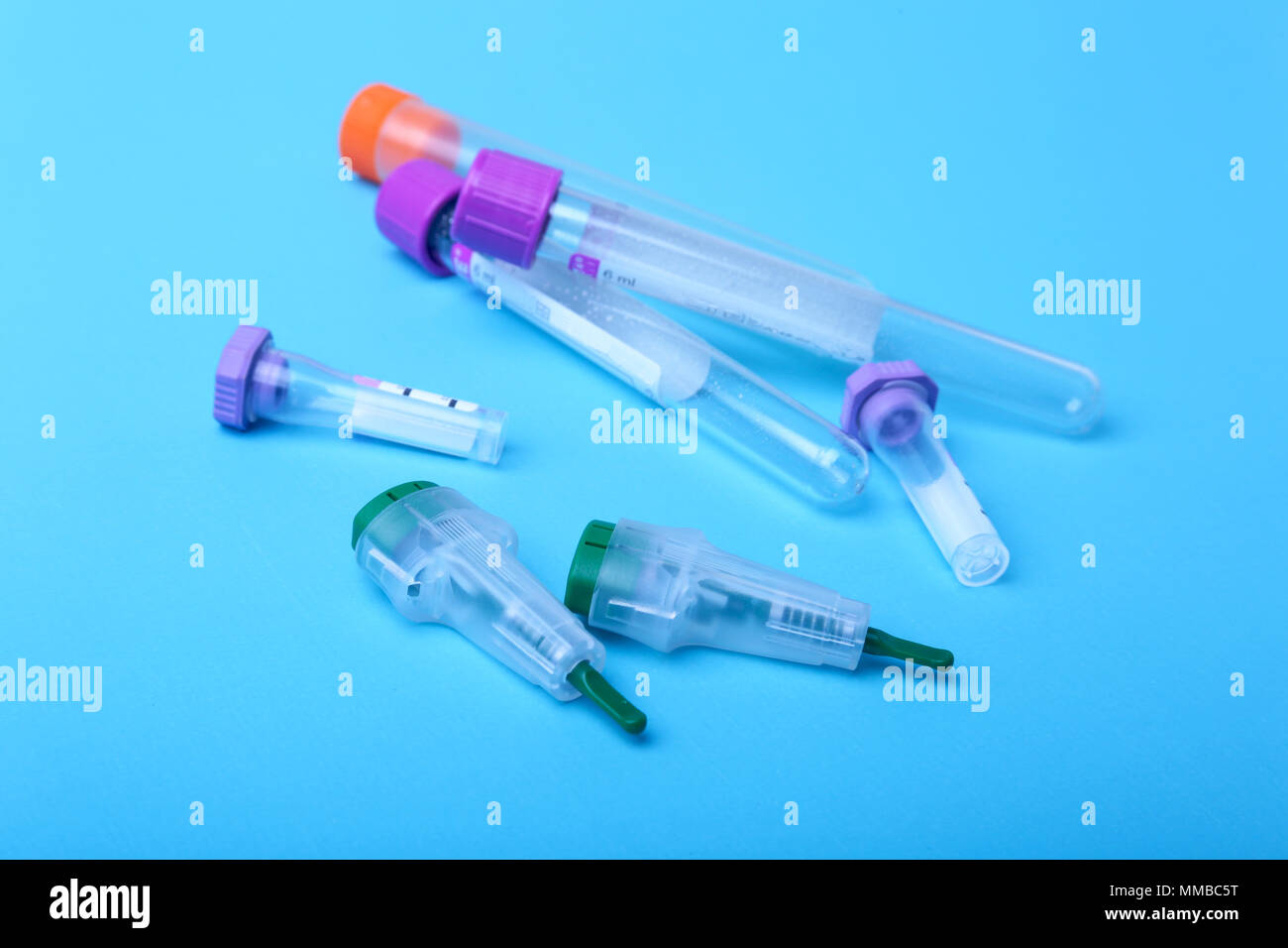 Set of laboratory supplies for blood test. Petri dish