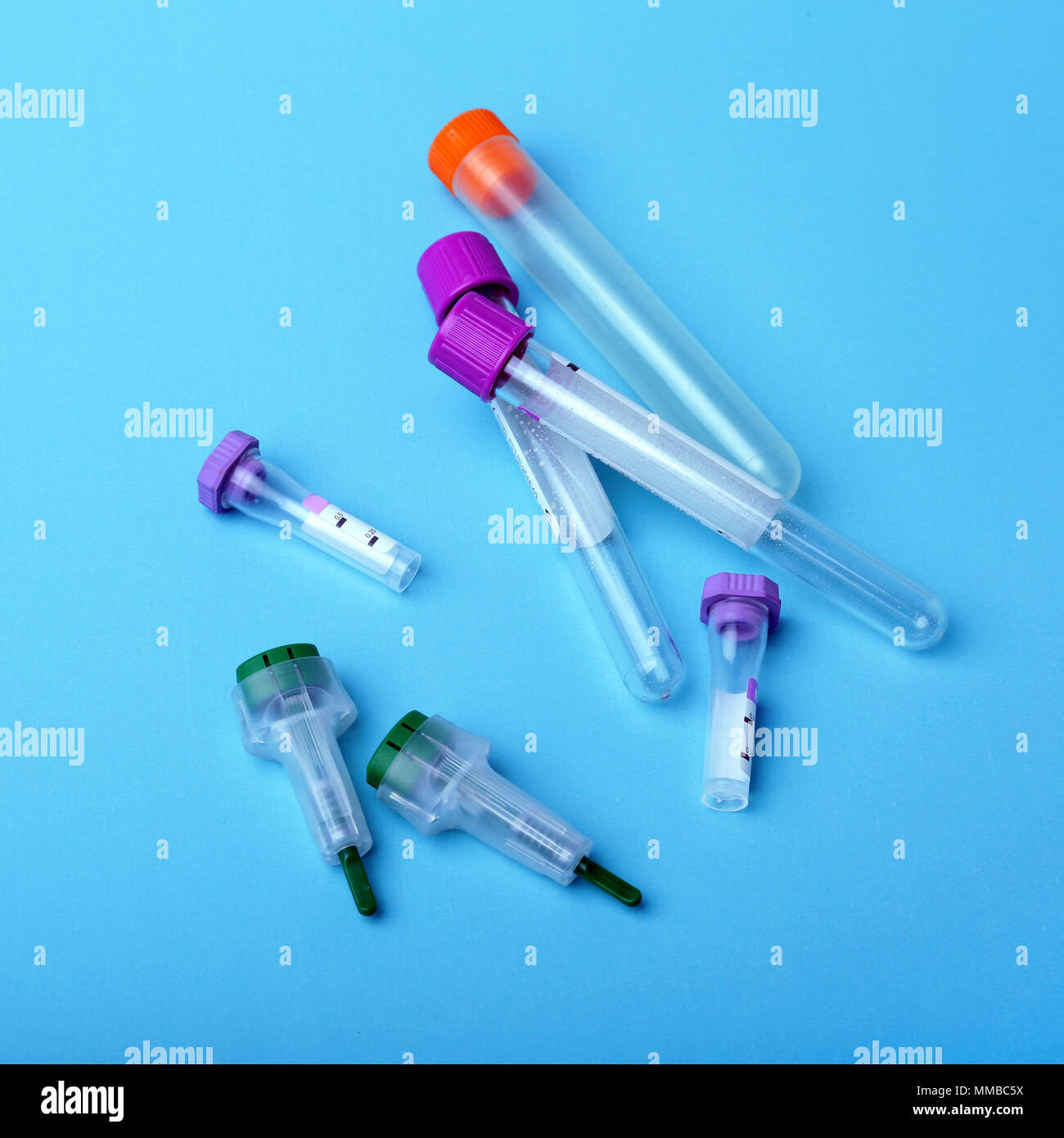 Set of laboratory supplies for blood test. Petri dish