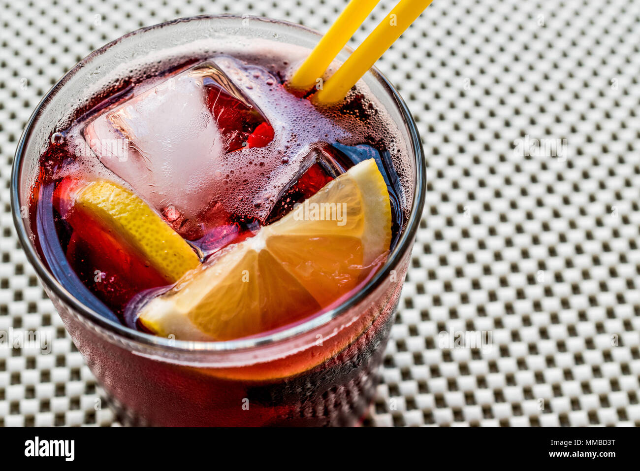 Americano Cocktail with lemon and ice. Beverage Concept. Stock Photo