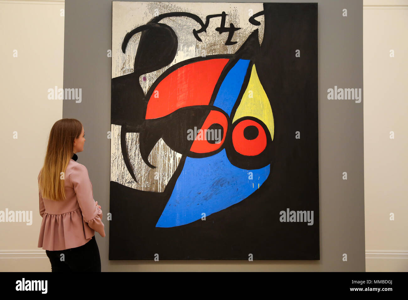 Femme,oiseau by Joan Miro (Est $10 - $15m) as Sotheby's London unveils masterwork highlights of contemporary, impressionist & modern art; the auction will be held in New York on 14 May 2018.  Featuring: atmosphere Where: London, United Kingdom When: 09 Apr 2018 Credit: Dinendra Haria/WENN Stock Photo