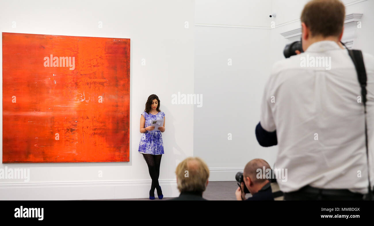 Abstraktes Bild by Gerhard Richter (Est $15 - $20m) as Sotheby's London unveils masterwork highlights of contemporary, impressionist & modern art; the auction will be held in New York on 14 May 2018.  Featuring: atmosphere Where: London, United Kingdom When: 09 Apr 2018 Credit: Dinendra Haria/WENN Stock Photo