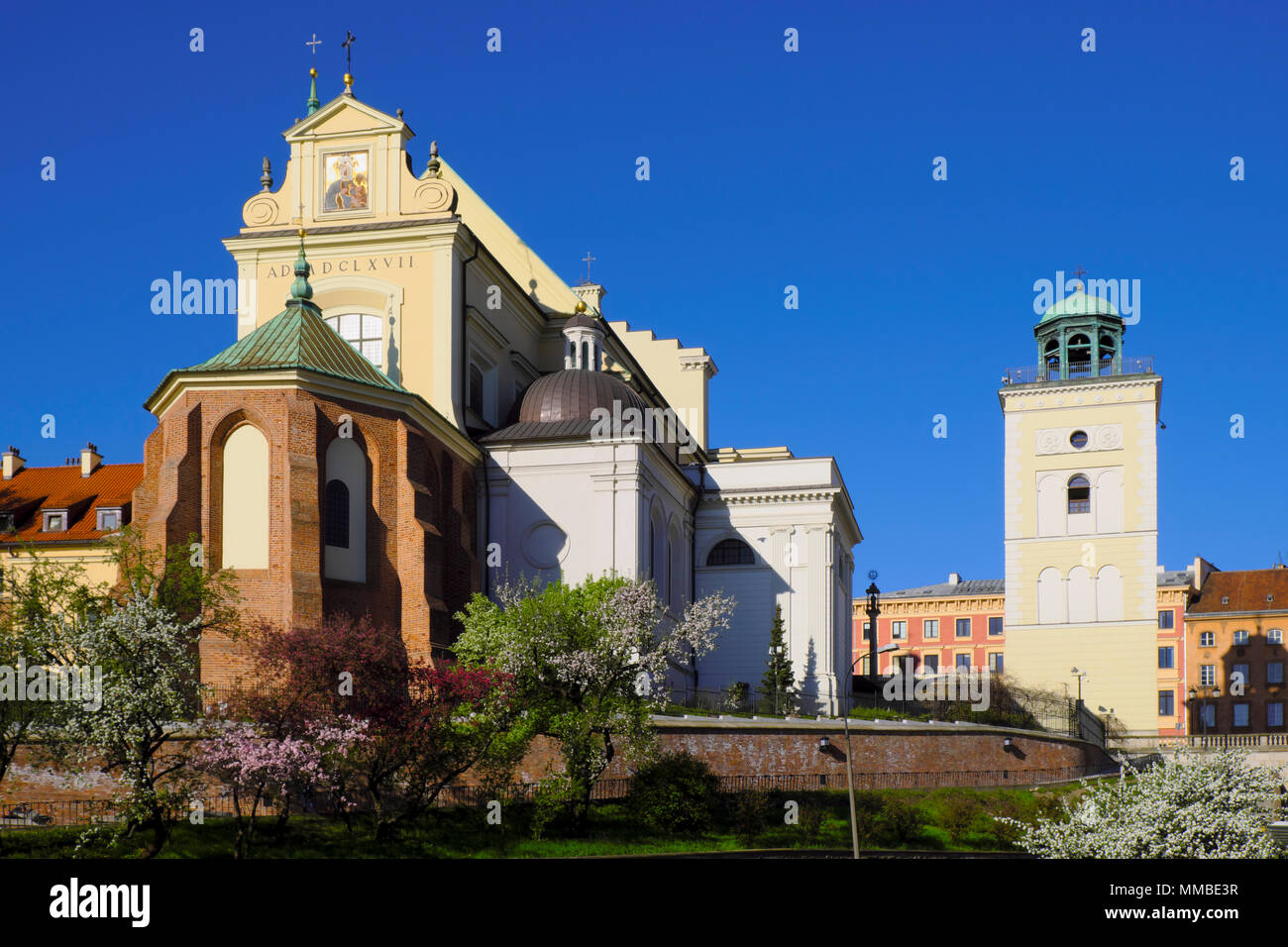 Warsaw, Mazovia / Poland - 2018/04/22: Historic quarter of Warsaw old town - St. Anne Church at Krakowskie Przedmiescie street Stock Photo