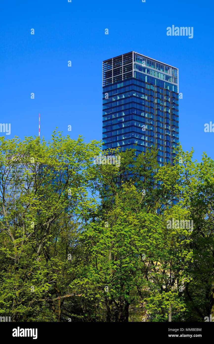 Warsaw, Masovia / Poland - 2018/04/22: Cosmopolitan Twarda 2/4 skyscraper in Warsaw city center at Twarda street Stock Photo