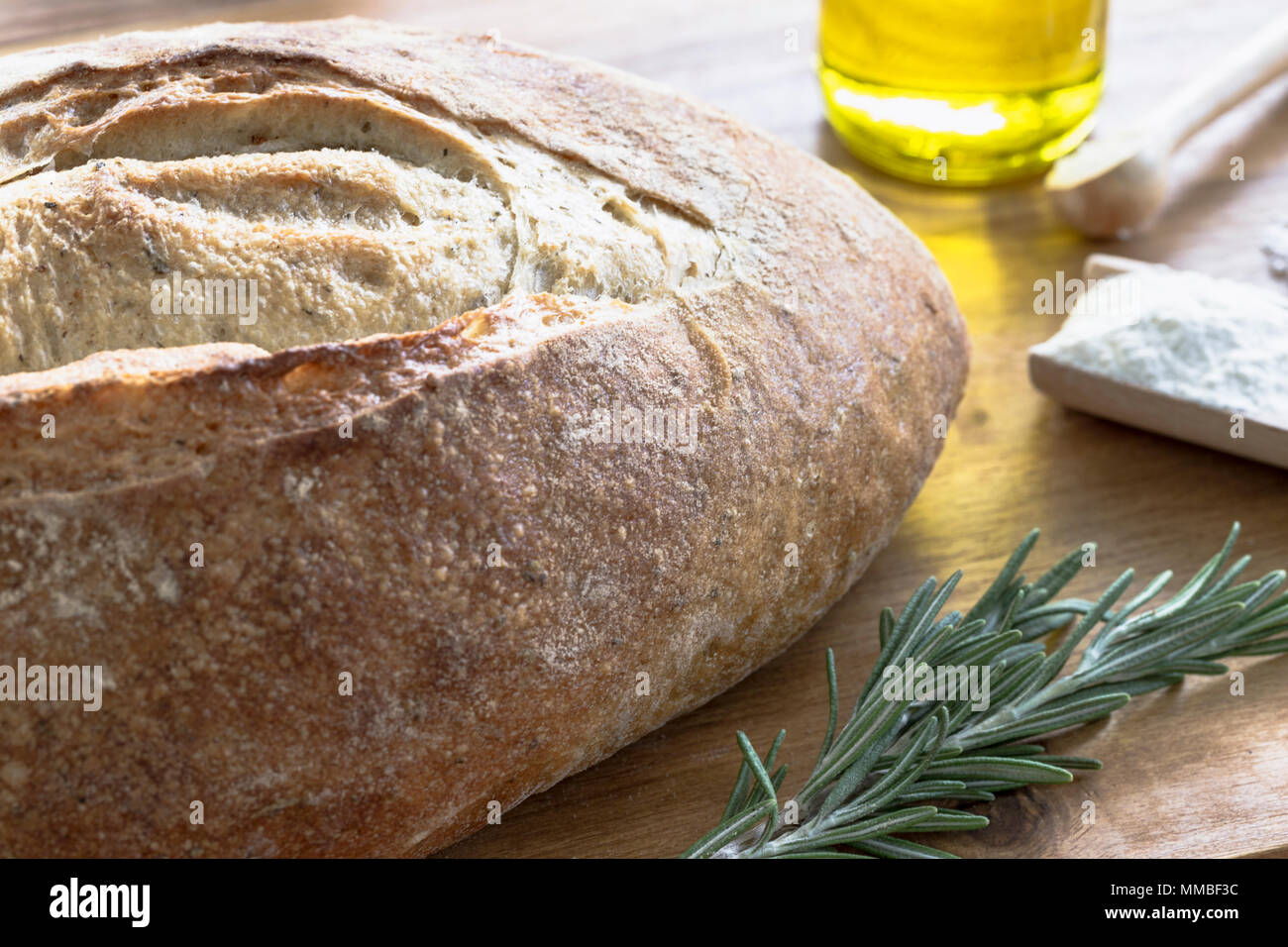 Ligurisches Bauernbrot mit Rosmarin und Thymian Stock Photo