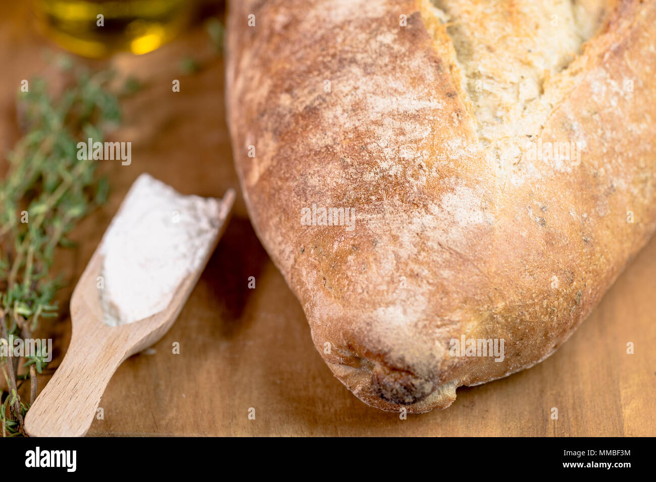 Ligurisches Bauernbrot mit Rosmarin und Thymian Stock Photo