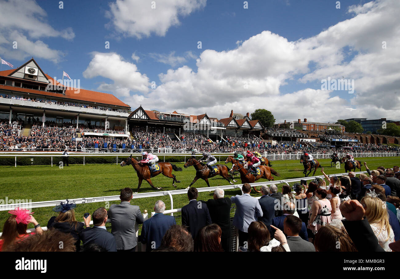 Amomentofmadness ridden by William Buick wins The Gateley PLC Handicap Stakes, during Ladies Day of the 2018 Boodles May Festival at Chester Racecourse. PRESS ASSOCIATION Photo. Picture date: Thursday May 10, 2018. See PA story Racing Chester. Photo credit should read: Martin Rickett/PA Wire Stock Photo