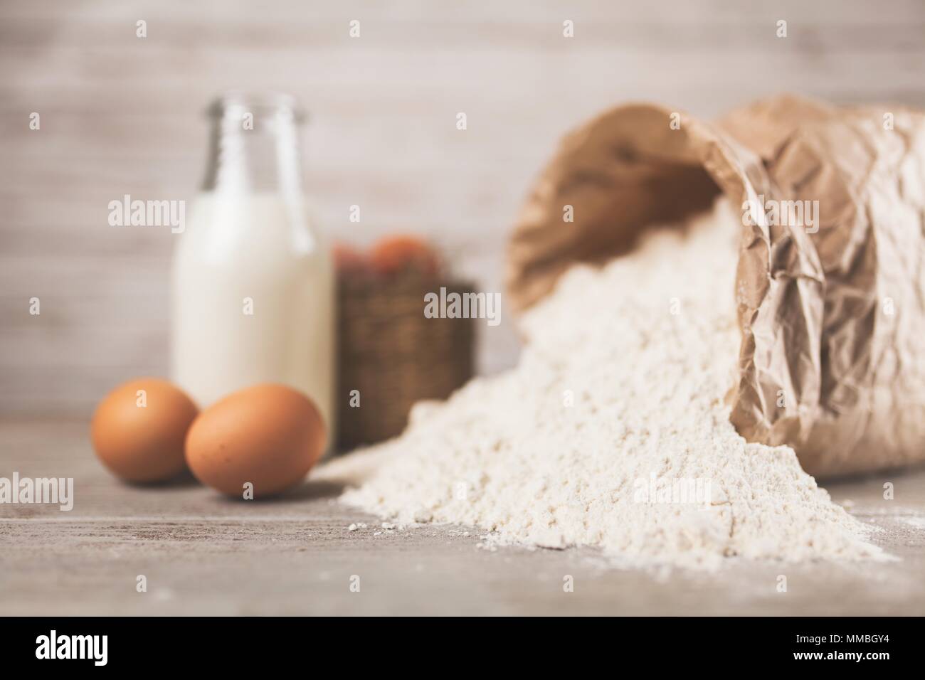 Eggs, flour and milk Stock Photo Alamy