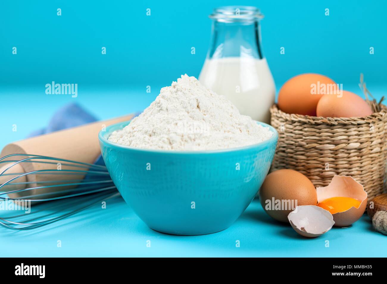 Basic baking ingredients Stock Photo Alamy