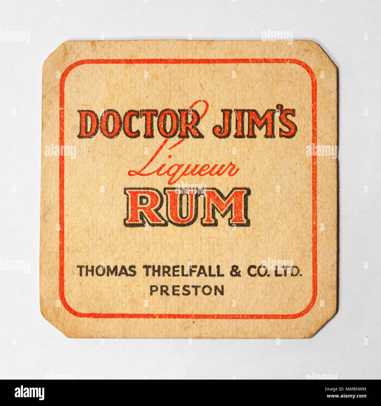 Vintage Beer Mat Advertising Doctor Jims Liquer Rum Stock Photo
