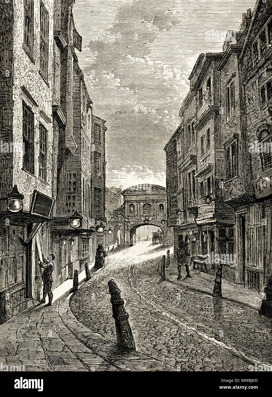 Butcher's Row, London, England, UK in 1800. 19th century Victorian engraving circa 1878 Stock Photo