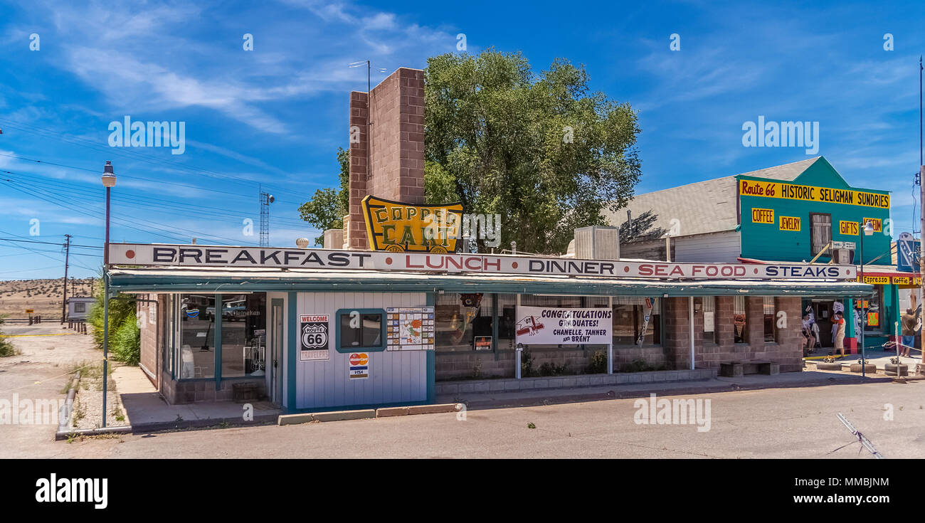 The classic Copper Cart Restaurant front building along the route 66 in