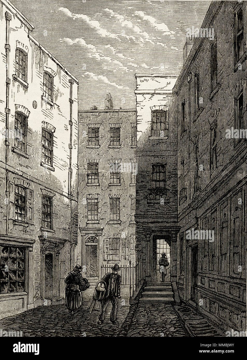 Boswell Court, London, England, UK pictured shortly before demolition. 19th century Victorian engraving circa 1878 Stock Photo