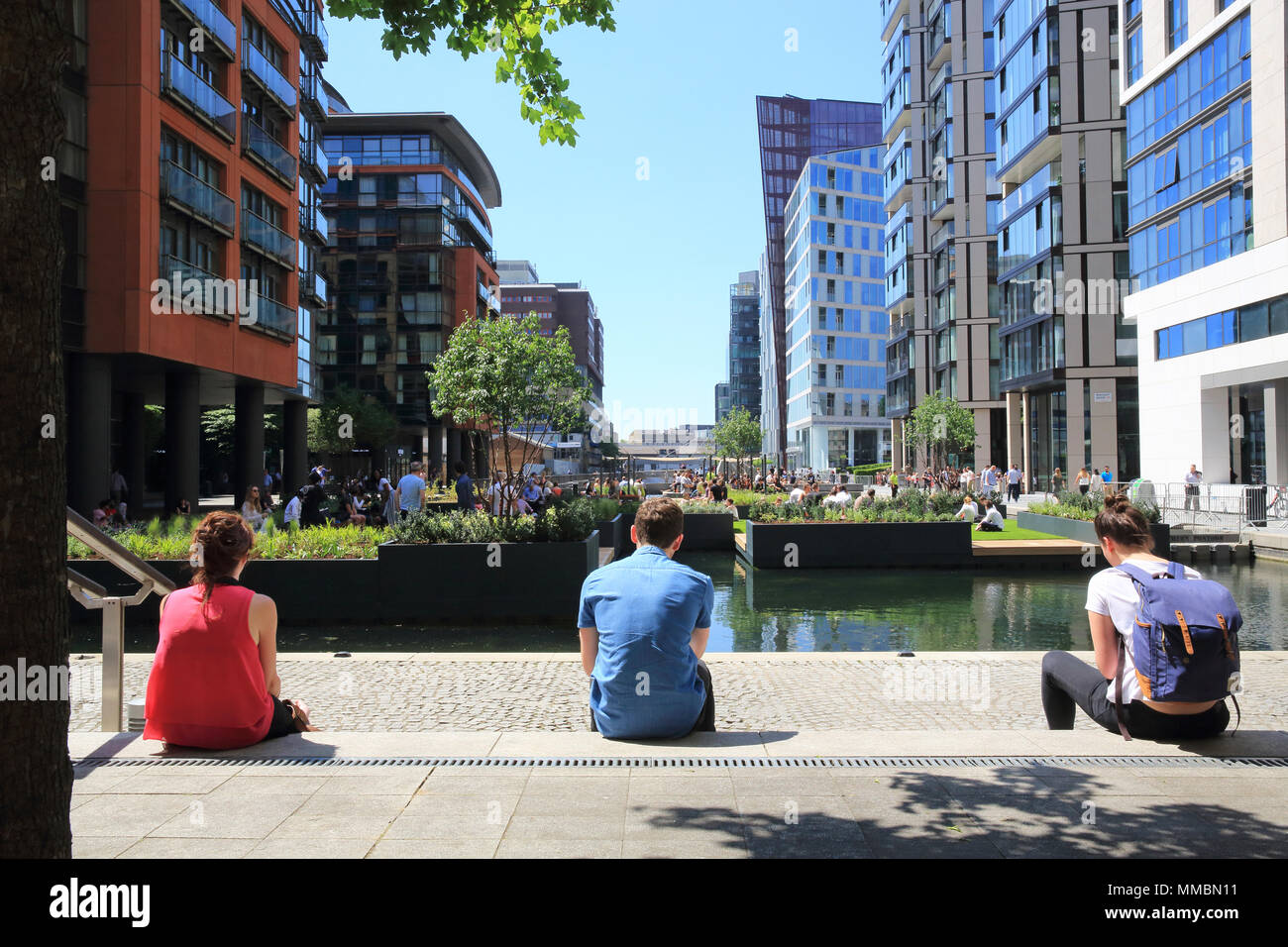The floating park of Merchant Square in Paddington Basin, west London