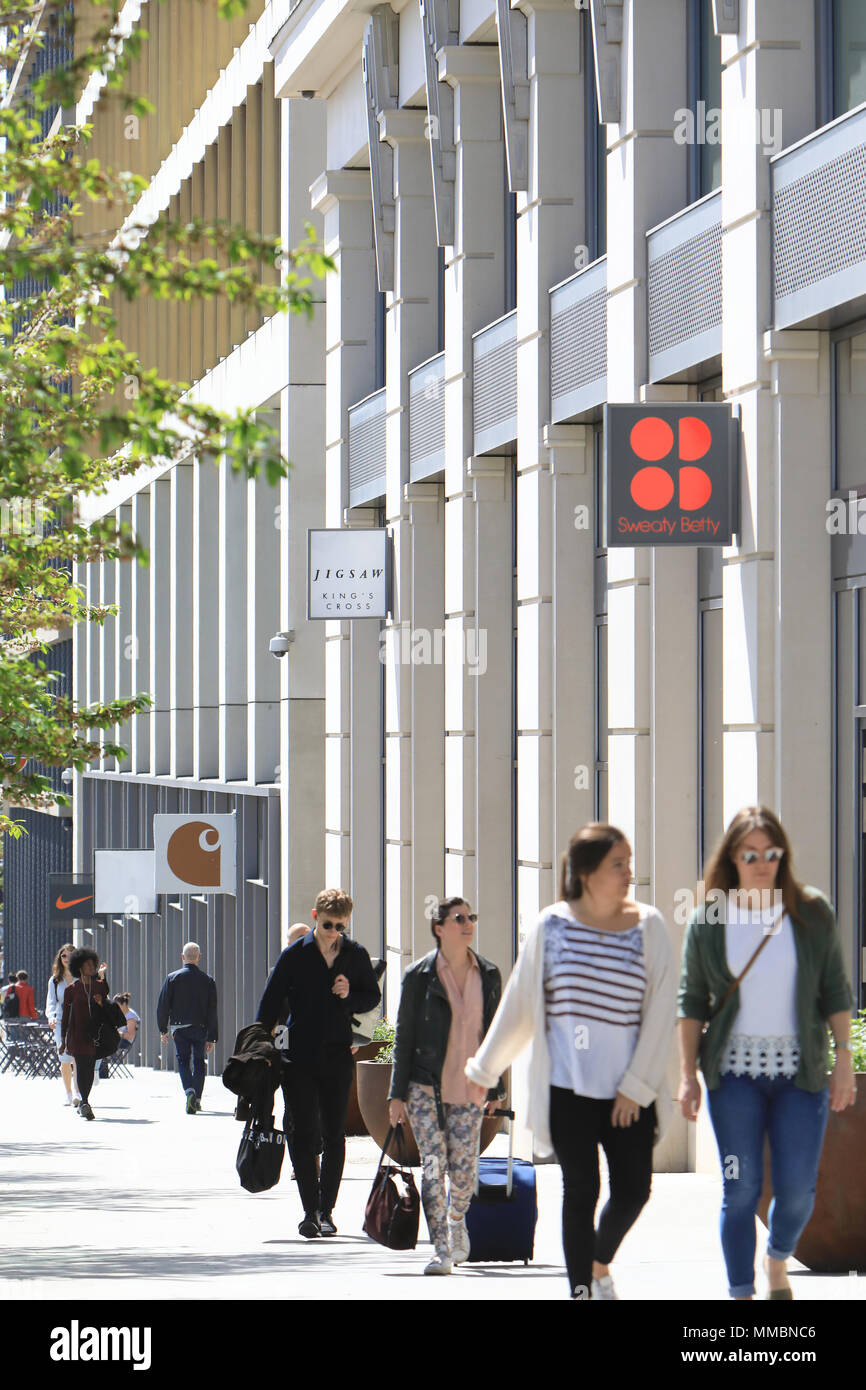 Stylish shops on Kings Boulevard leading down to Kings Cross, in London