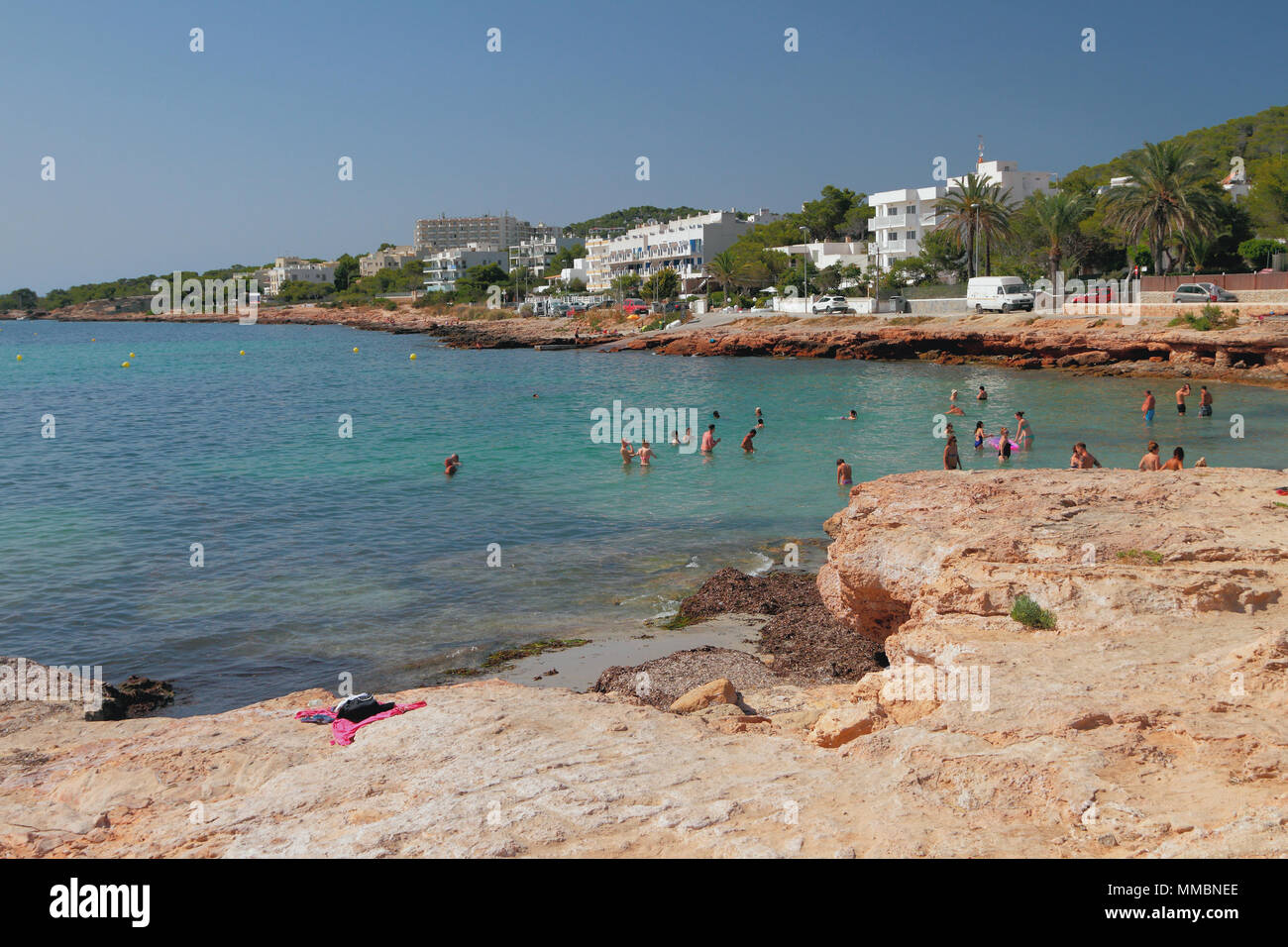 Bay and beach Calo des Moro. San Antonio, Ibiza, Spain Stock Photo