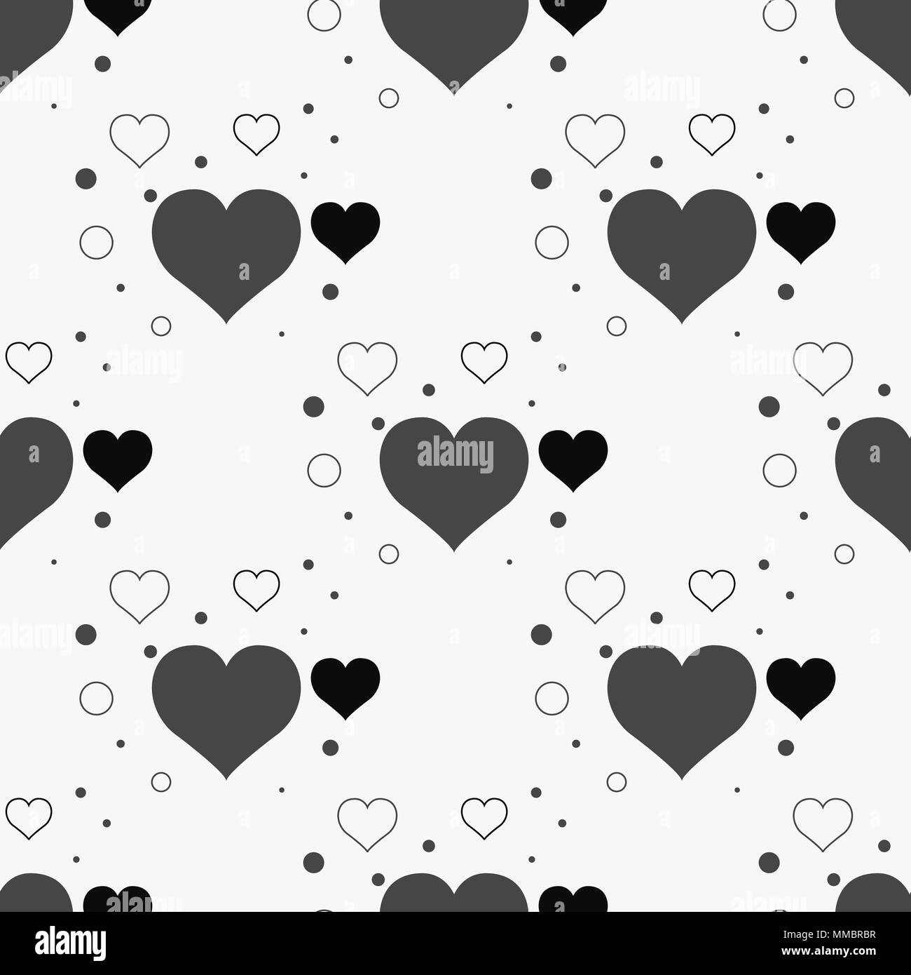 Seamless stylish pattern with black hearts. Vector illustration Stock ...