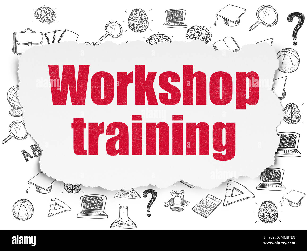 Studying concept: Workshop Training on Torn Paper background Stock