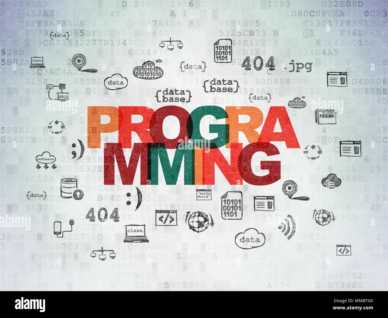 Database concept: Programming on Digital Data Paper background Stock ...
