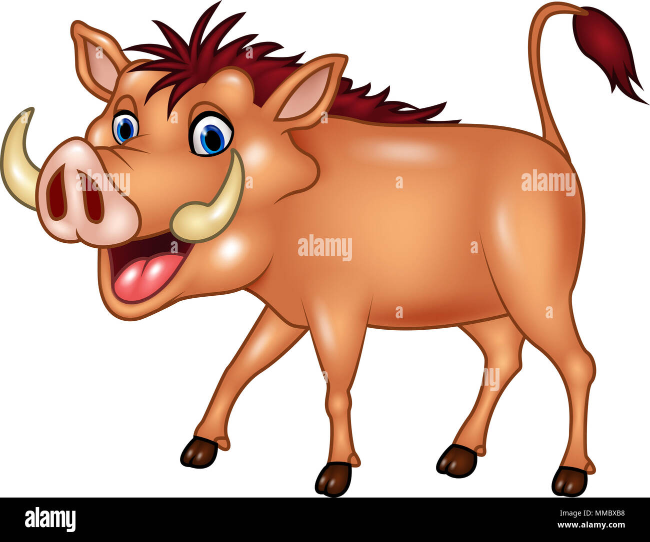 Cartoon warthog isolated on white background Stock Photo