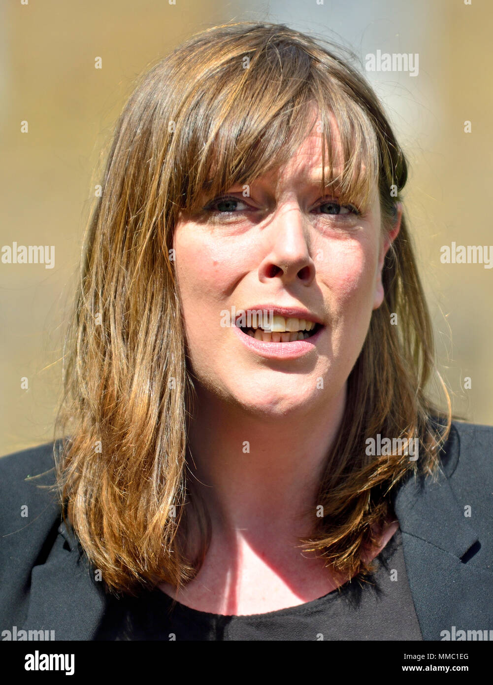 Jess Phillips MP (Labour Birmingham Yardley) being interviewed on College Green, Westminster