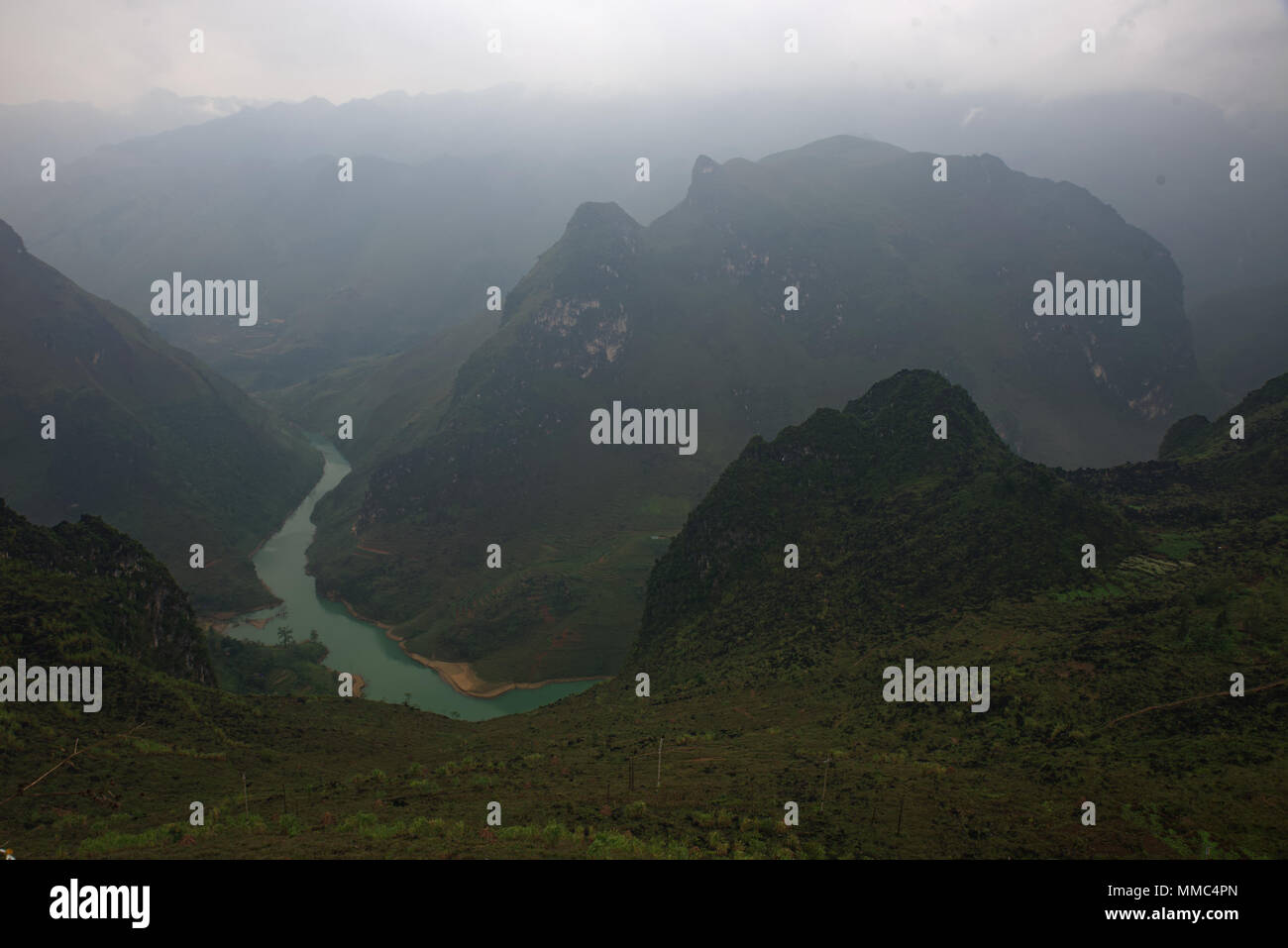 Landscape from Ma Pi Leng pass, Vietnam Stock Photo