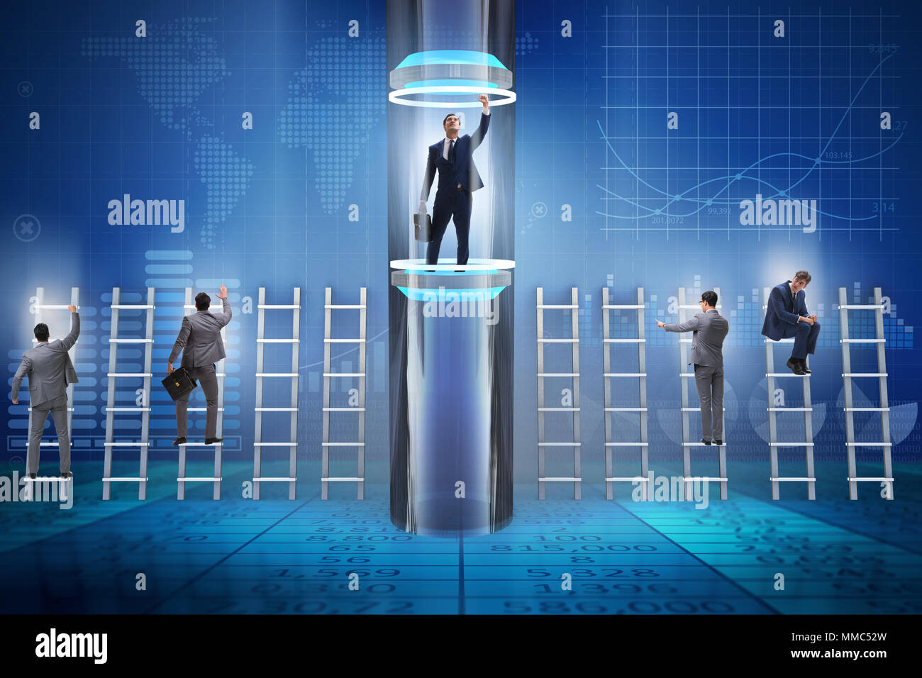 Businessmen in accelerated and fast promotion concept Stock Photo - Alamy