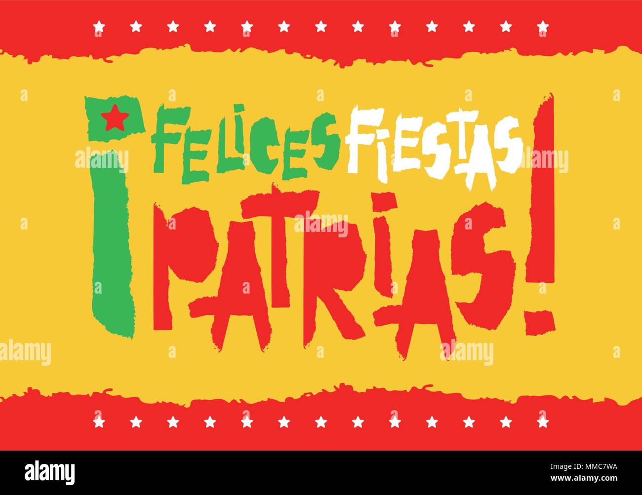 Flat fiestas patrias design for banner, apparel print independence