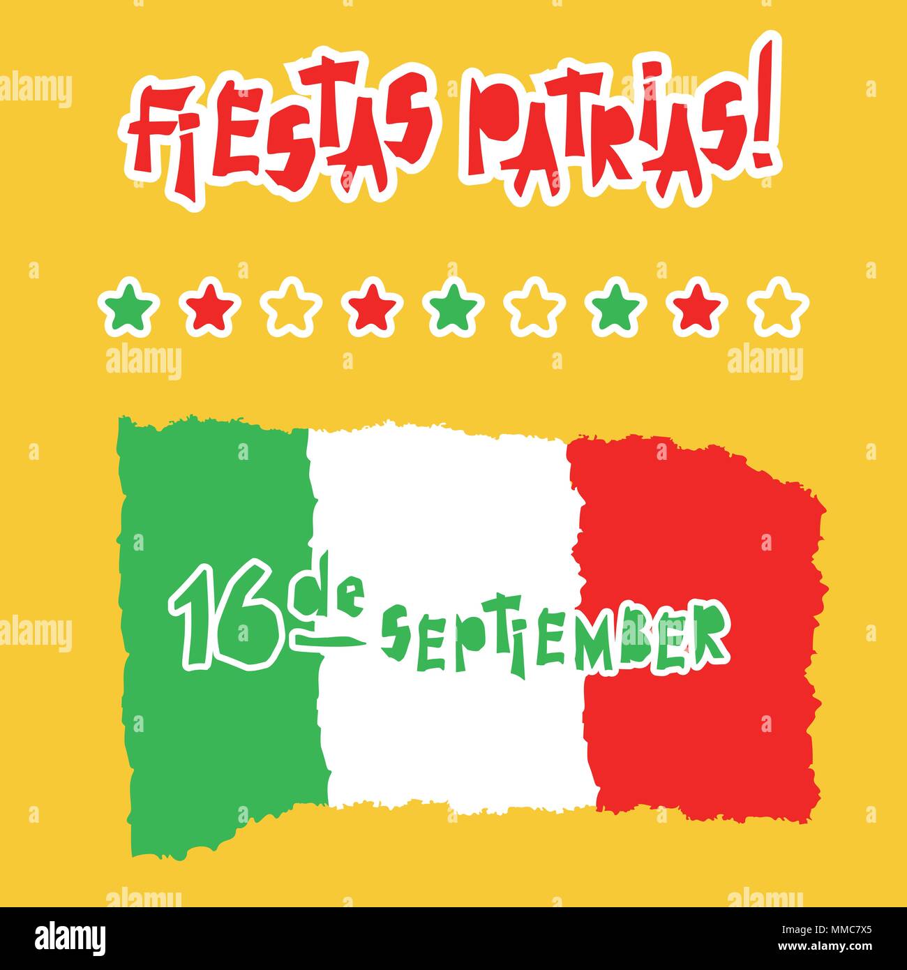 Flat fiestas patrias design for banner, apparel print independence