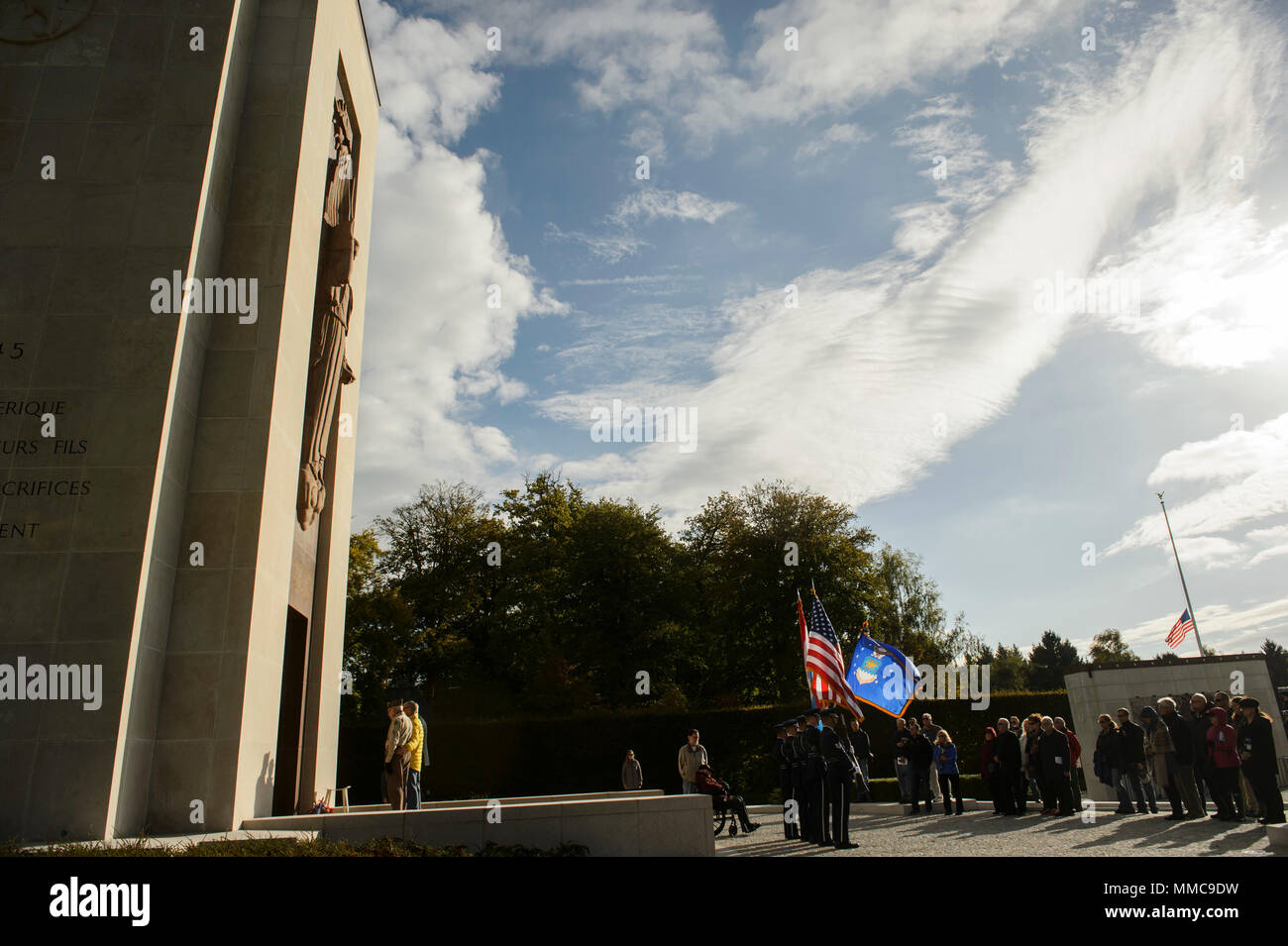 The Spangdahlem Air Base Honor Guard present the colors during a ...