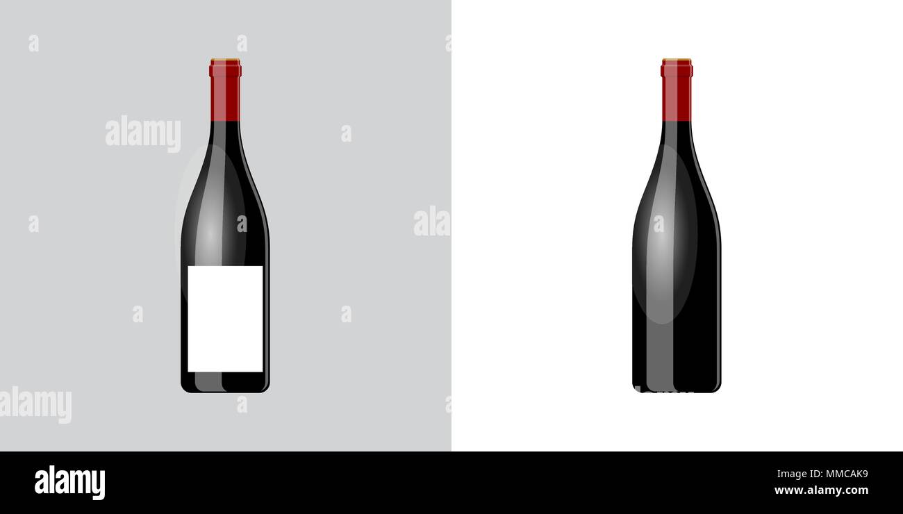 wine bottles with label and without on different backgrounds. vector set Stock Vector
