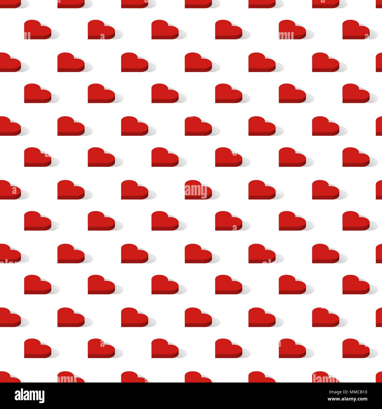 Isometric red hearts love signs seamless vector pattern Stock Vector