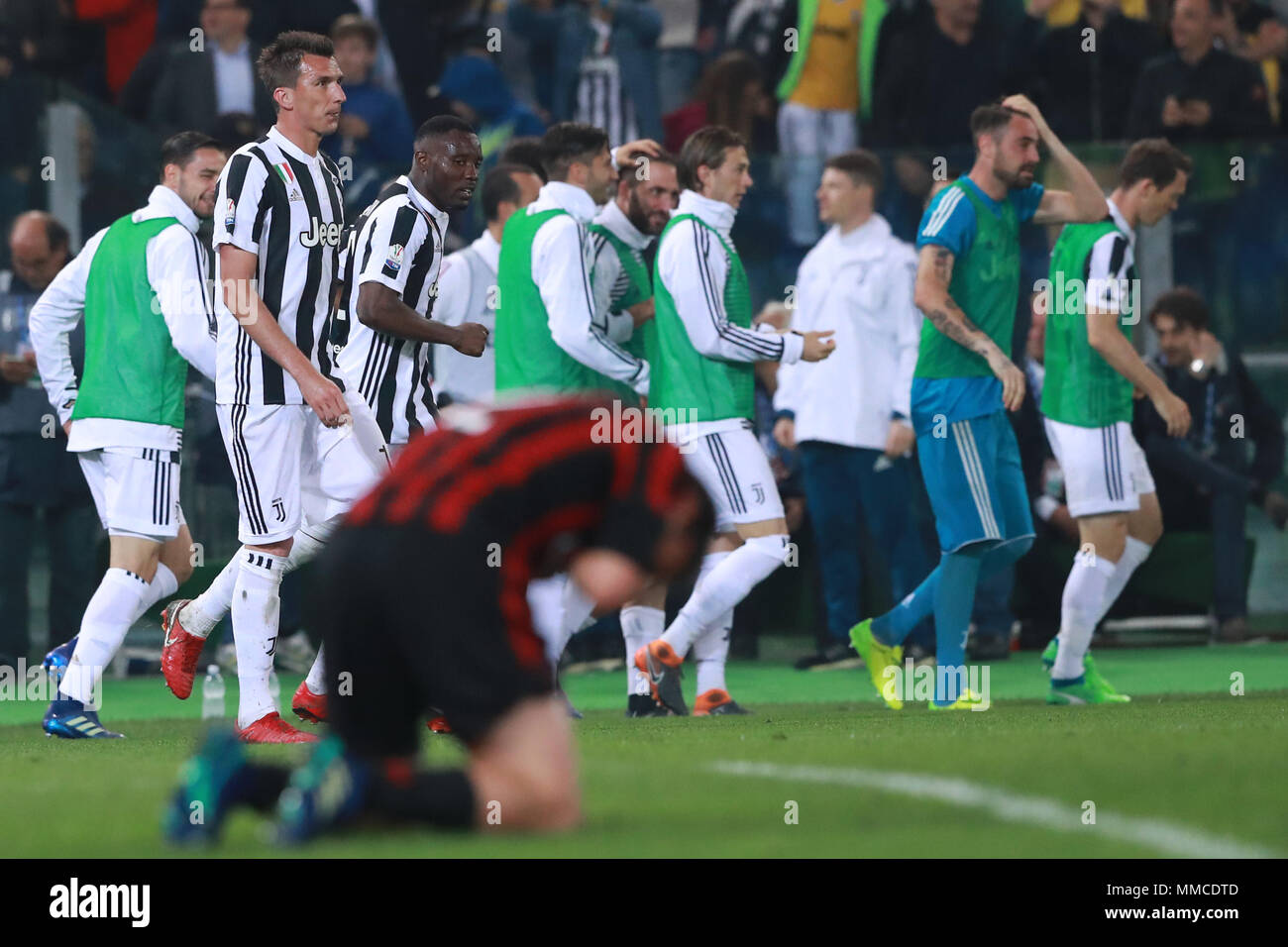 Esultanza dopo il gol di Medhi Benatia Juventus goal celebration Roma 09-05-2018  Stadio Olimpico   Football Calcio Finale Coppa Italia / Italy’s Cup Final 2017/2018  Juventus - Milan Foto Cesare Purini / Insidefoto Stock Photo