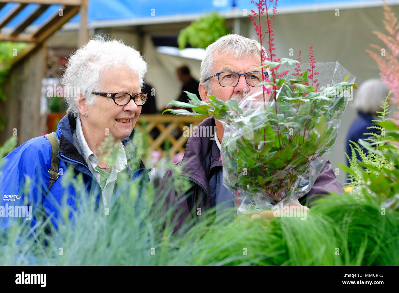 RHS Malvern Spring Festival - Friday 11th May 2018 - Visitors enjoy browsing the many plant stalls at this years RHS Malvern Spring Festival -  Photo Steven May / Alamy Live News Stock Photo