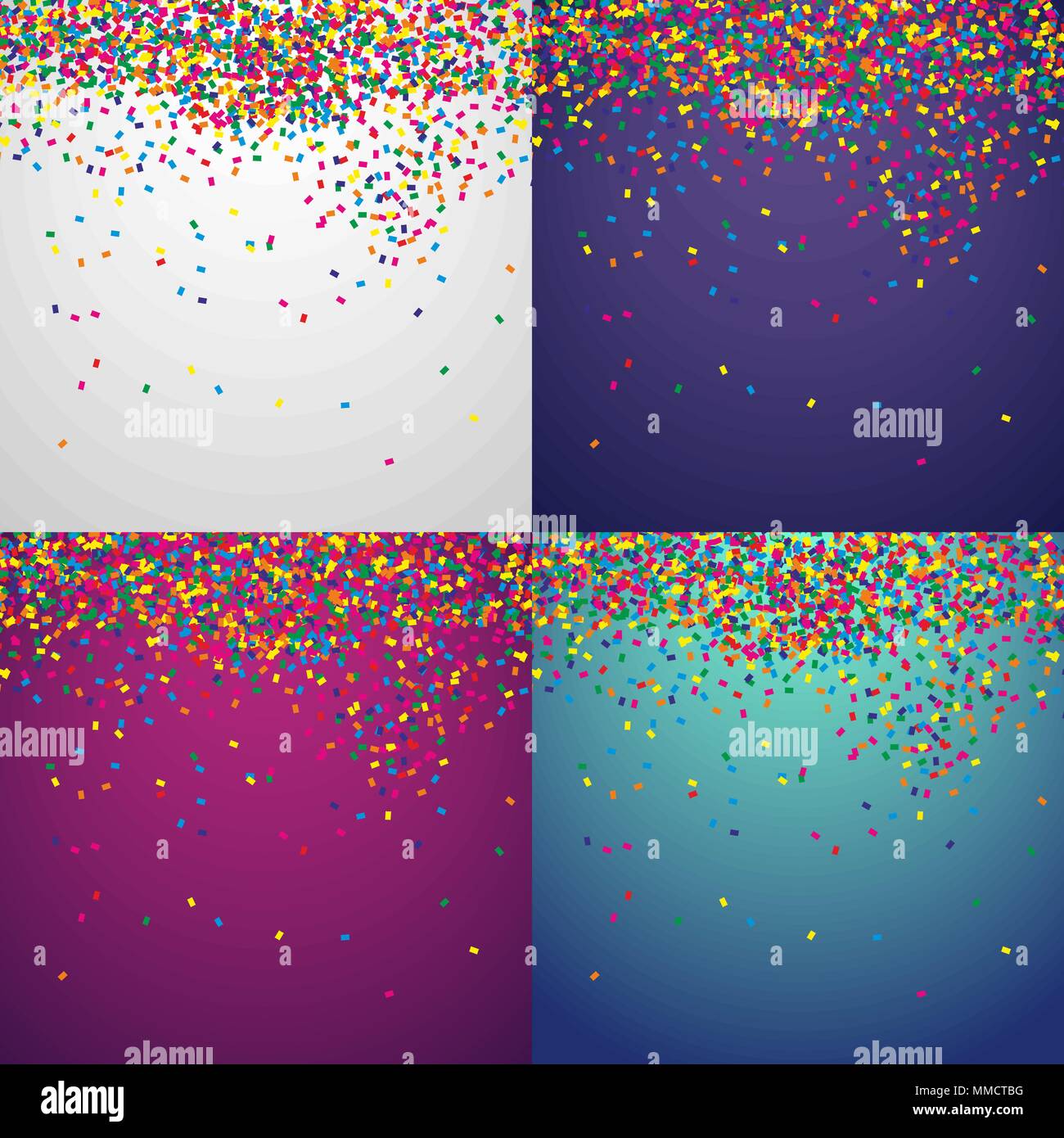 Confetti background vector set for festive printing poster postcard banner invitation on multi-colored gradient Stock Vector