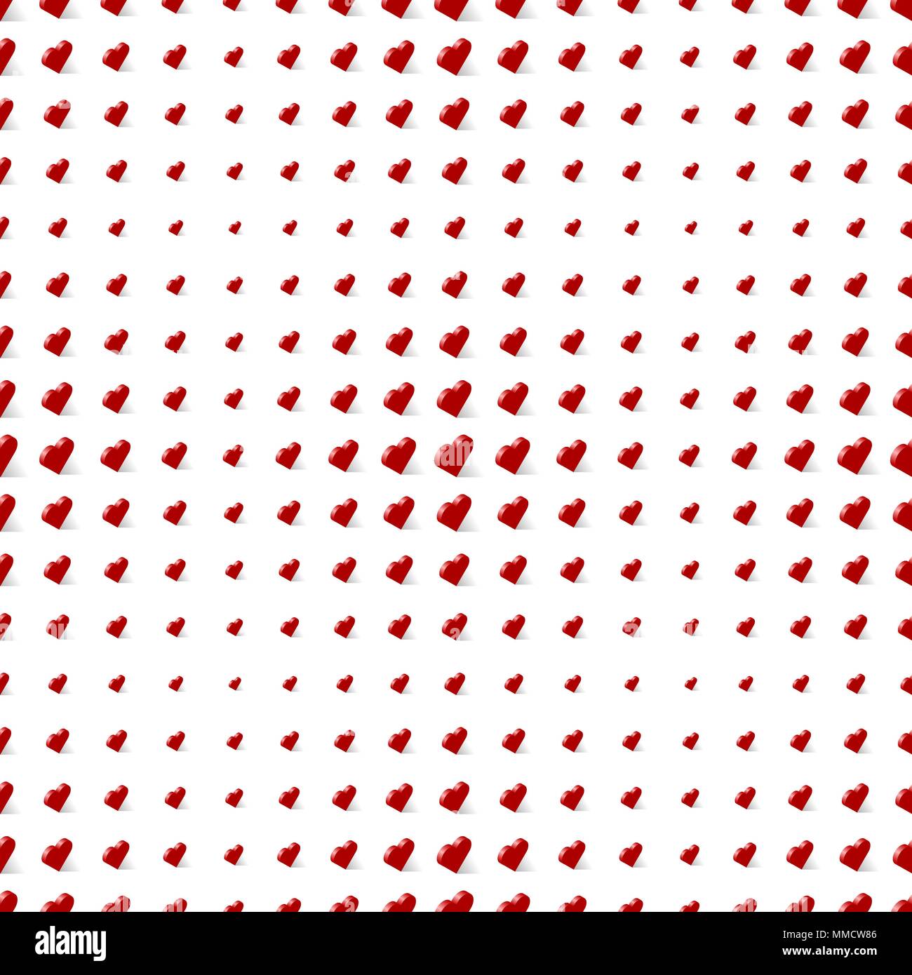 Isometric red hearts love signs seamless vector pattern Stock Vector