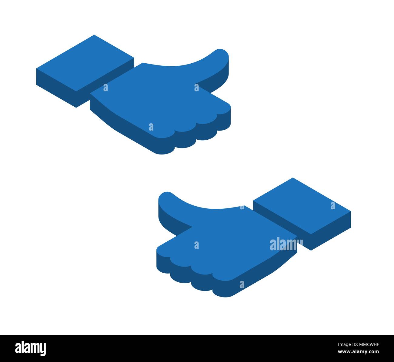 Like thumbs up hand flat 3D isometric icon. View from above vector set Stock Vector