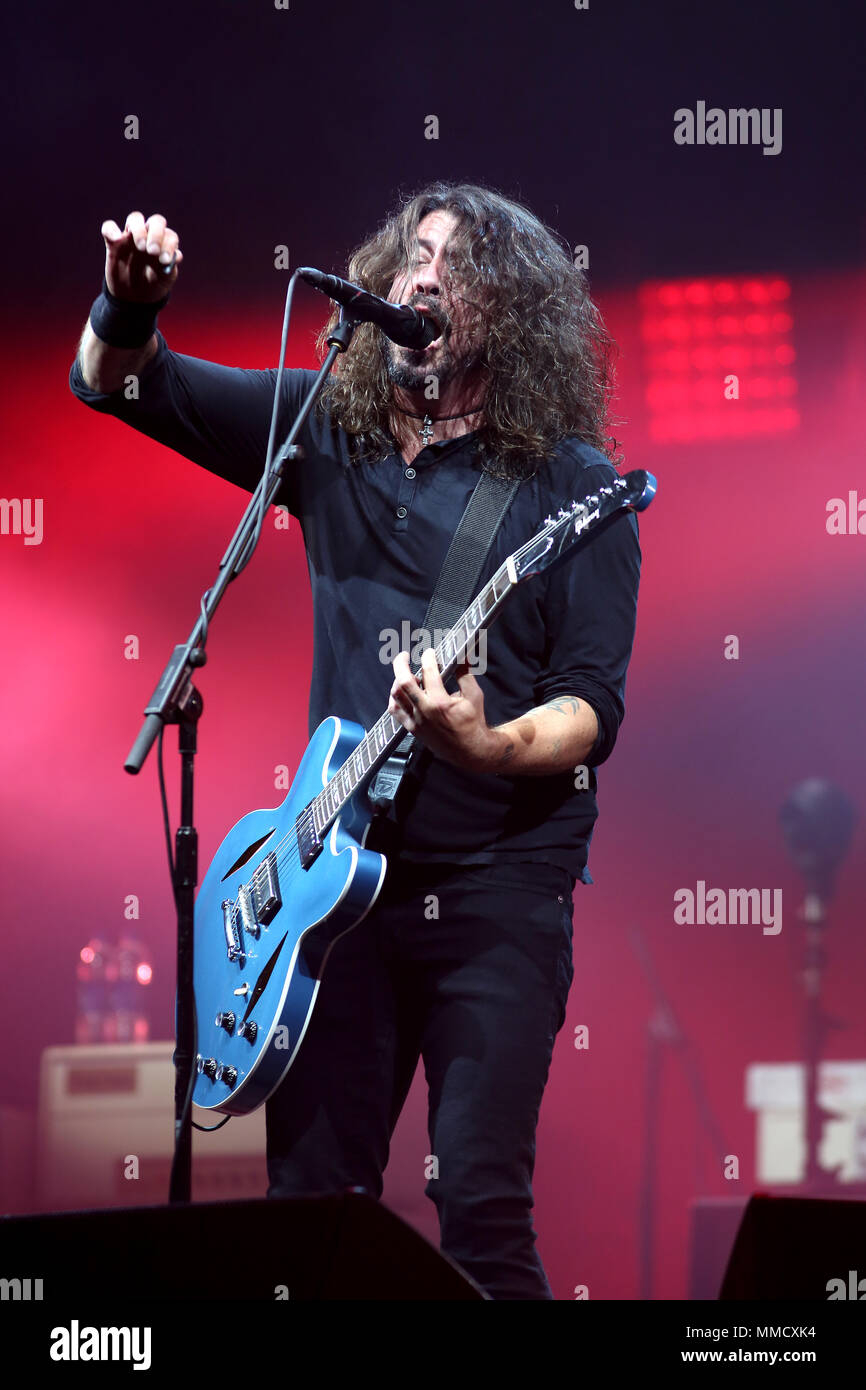 The Foo Fighters led by Dave Grohl perform on the Pyramid Stage at the ...