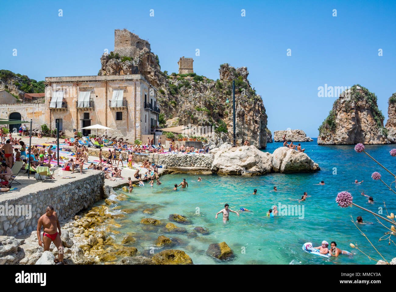 The tonnara of Scopello (Tonnara di Scopello) Old Tuna processing  buildings, Castellammare del Golfo, Sicily Stock Photo - Alamy