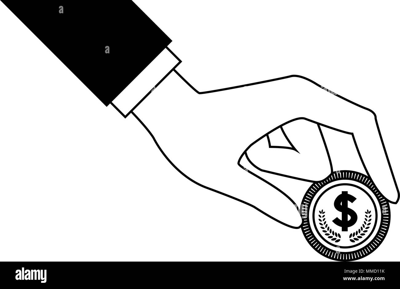 Hand with money on black and white colors Stock Vector Image & Art - Alamy