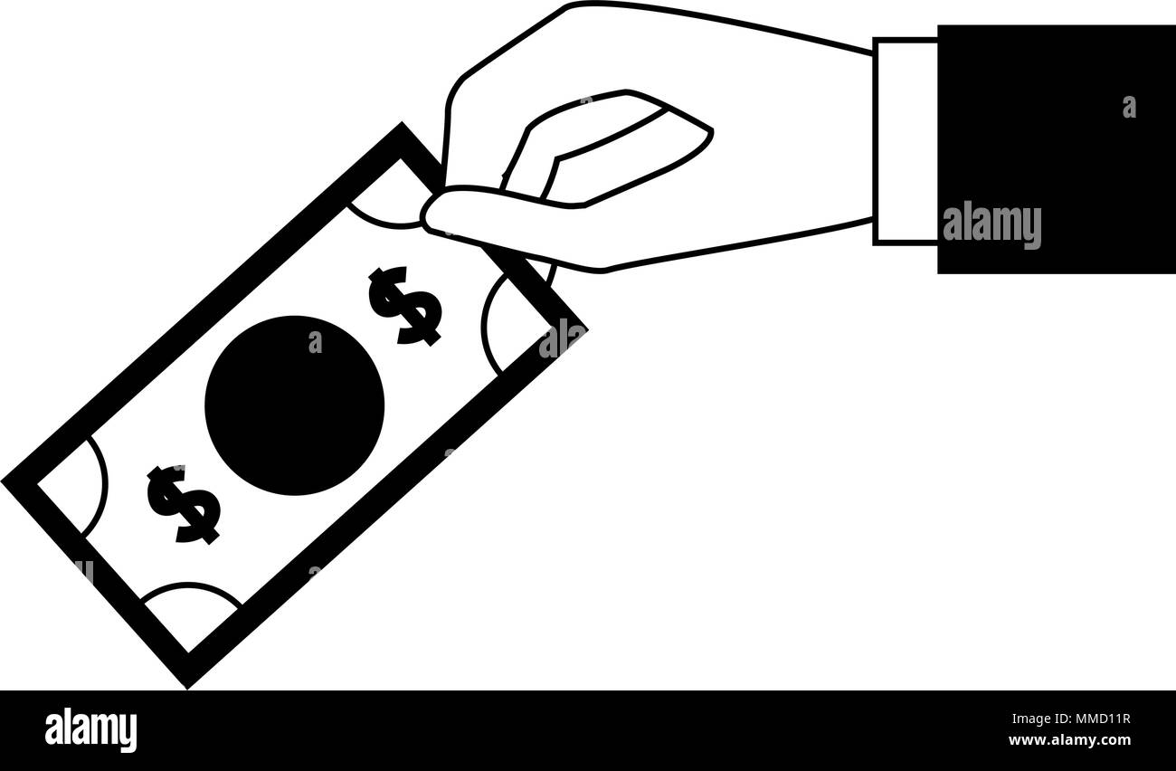 Hand with money on black and white colors Stock Vector Image & Art - Alamy